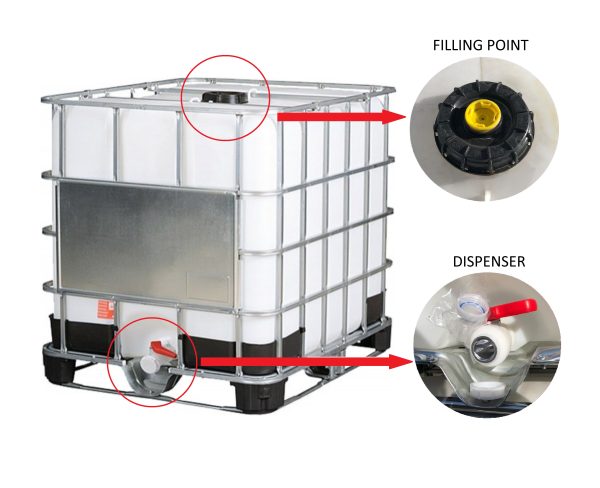 Olive oil in plastic caged IBC Totes 1000L